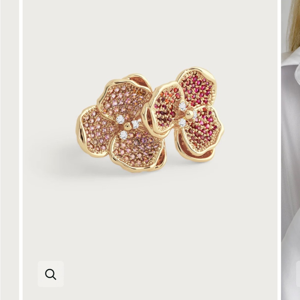 Anabel Aram Jewelry Gold-Tone Double Orchid Pave Ring mutiple sizes available